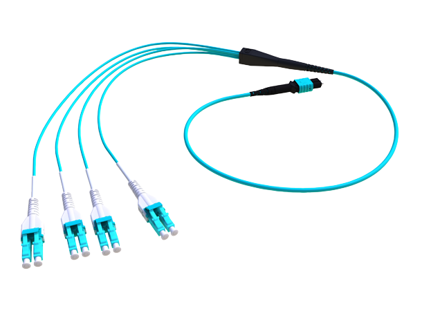 Forgrening MM MPO/PC8 hunn - 8x LC/PC 50/OM3 BIF ø3 mm Aqua Elite 